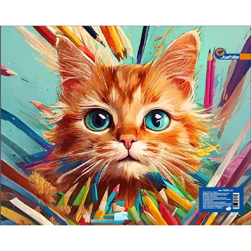 Cумка-папка А4 з ручками  пластик+тканина  на блискавці з  ручками Кішечка 26*32см S2025-01 Josefotten