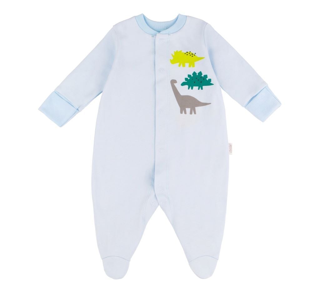 Чоловічок р74 інтерлок на кнопках з малюнком Динозаврики світло блакитний КБ122 Bembi 74р
