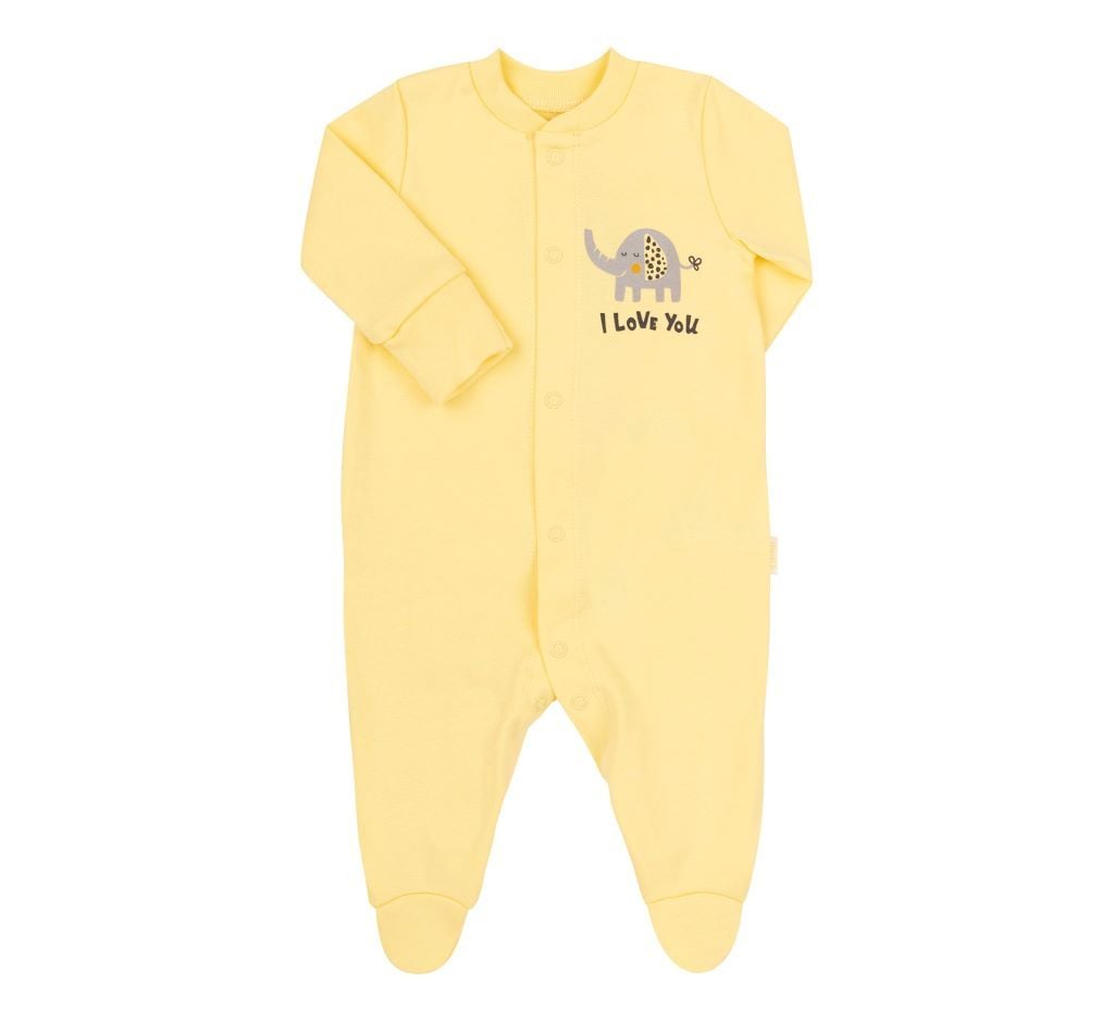 Чоловічок р56 інтерлок на кнопках з малюнком I Love You світло жовтий КБ122 Bembi 56р