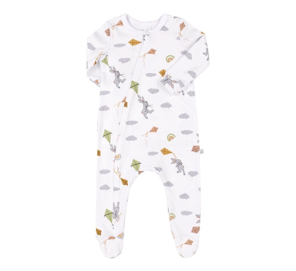 Чоловічок р74 інтерлок на блискавці з малюнком білий світло сірий КБ202 Bembi 74р