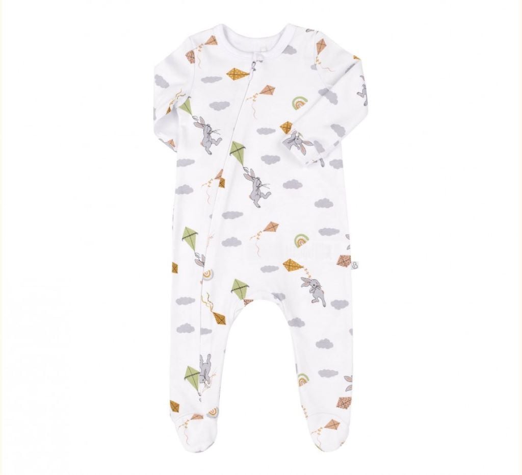 Комбінізон  р86 інтерлок з малюнком білий з світло-сірим КБ202 Bembi 86р