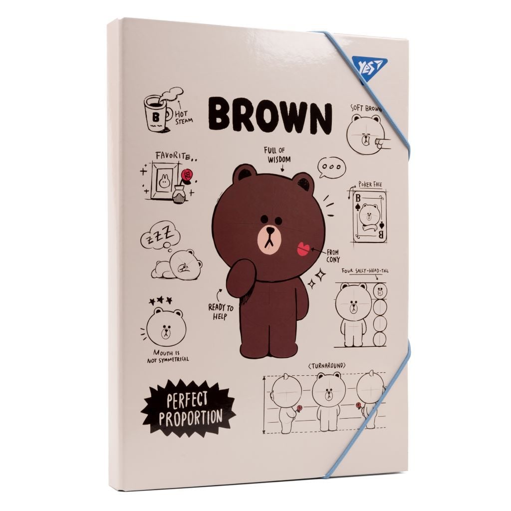 Папка для праці A4  з твердого картону  на гумці Brown 500232 Yes