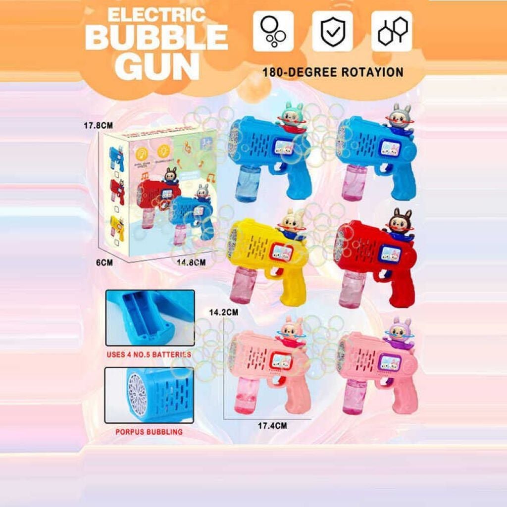 Мильні бульбашки пістолет Labubu на батарейках в коробці 19*15*6см M-9 Китай