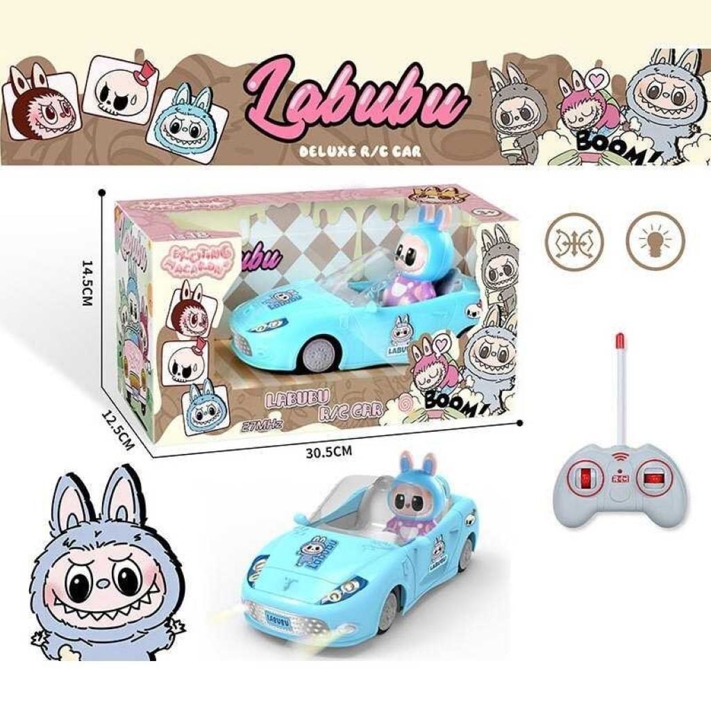 Машина р/у на бат з лялькою Labubu блакитна у коробц 30*14*12см 031-4 Китай