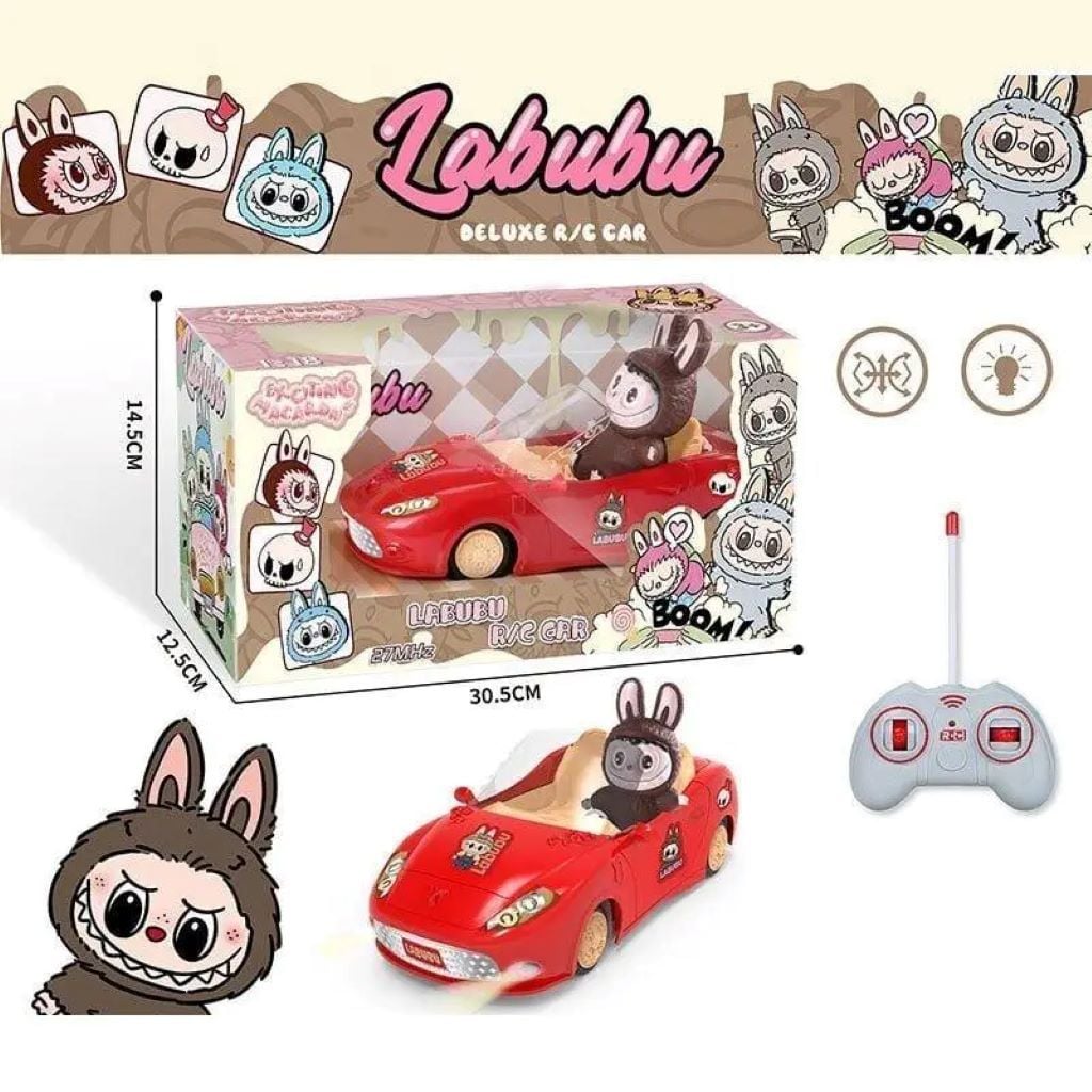Машина р/у на бат з фігуркою Labubu червона у коробц 30*14*12см 031-1 Китай