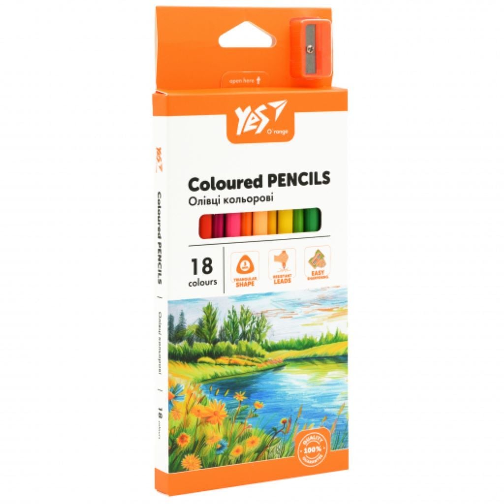 Олівці кольорові 18 шт з точилкою Orange Line в коробці 18*9*0,8см 290739 Yes