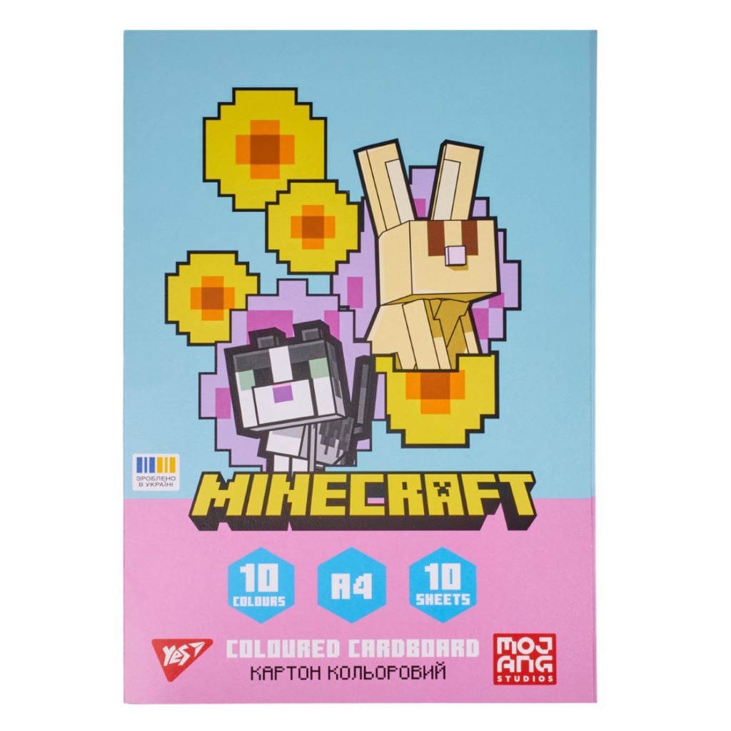 Картон кольоровий А4 Minecraft Spring односторонній 10 аркушів 10 кольорів у папці 955459 Yes