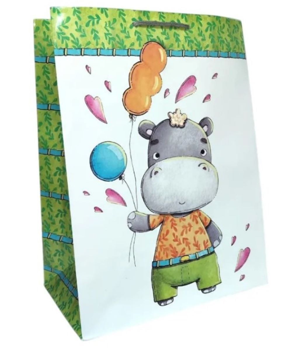 Пакет подар Бегемотик 29,5*40*20см вертикальний мікс кол 9668-3 Китай