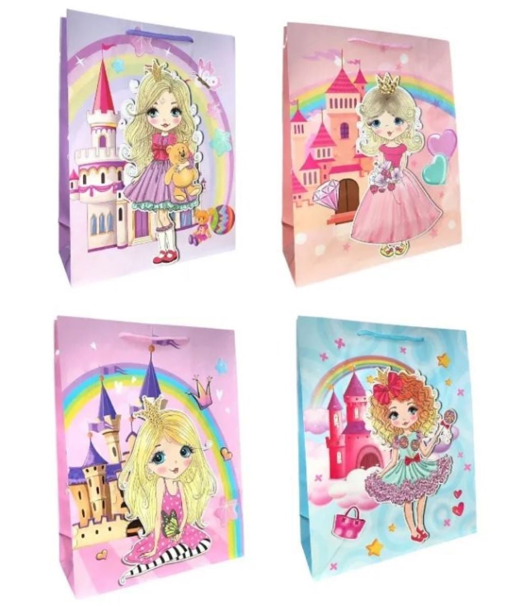 Пакет подар Принцеси 26*32*9см вертикальний мікс кол bl2501-377 Китай