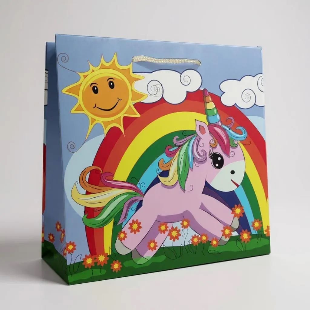 Пакет 23*23*10 см подарунковий вертікальний Єдиноріжка мікс видів 1833-4 Китай