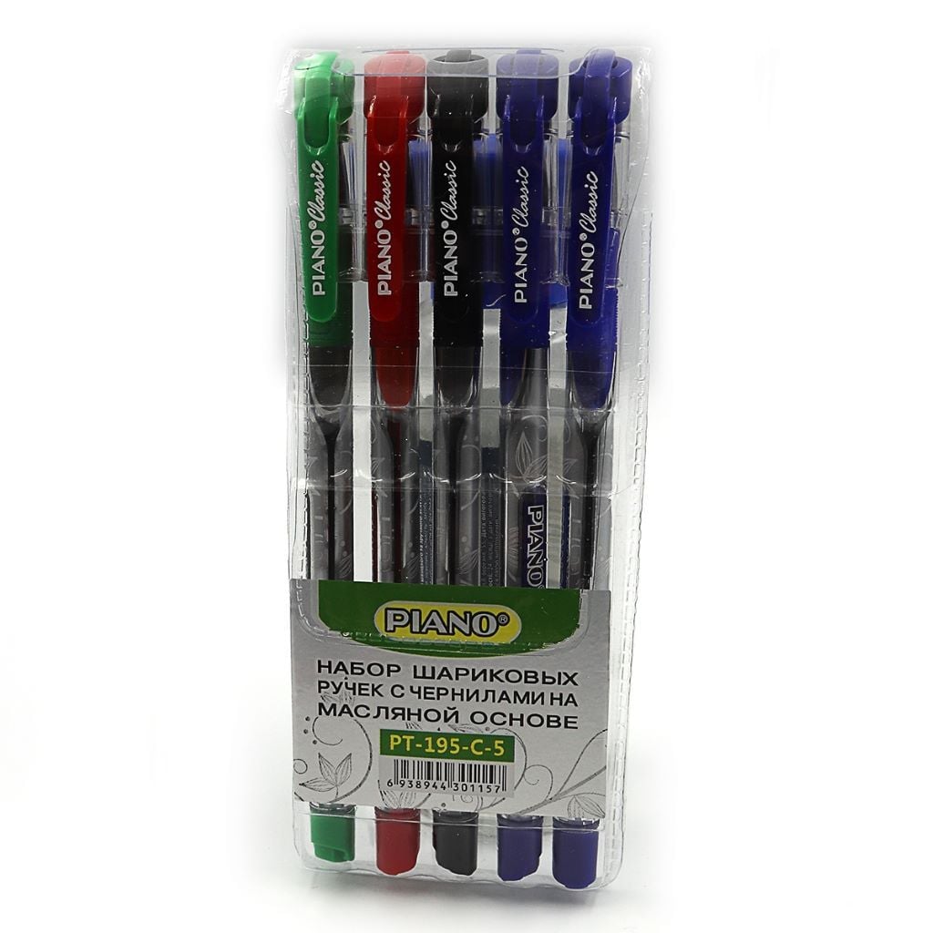 Ручка масляна 0,5мм набір Classic мікс  кольорів PT-195-C-5 Piano