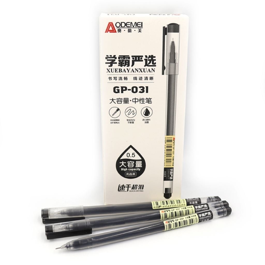 Ручка гелева 0,5мм 1000м синя/чорна GP-031 Aodemei