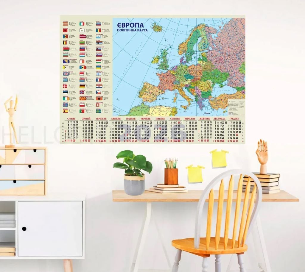 Календар плакат A1 карта Європи 2026 144555 Україна