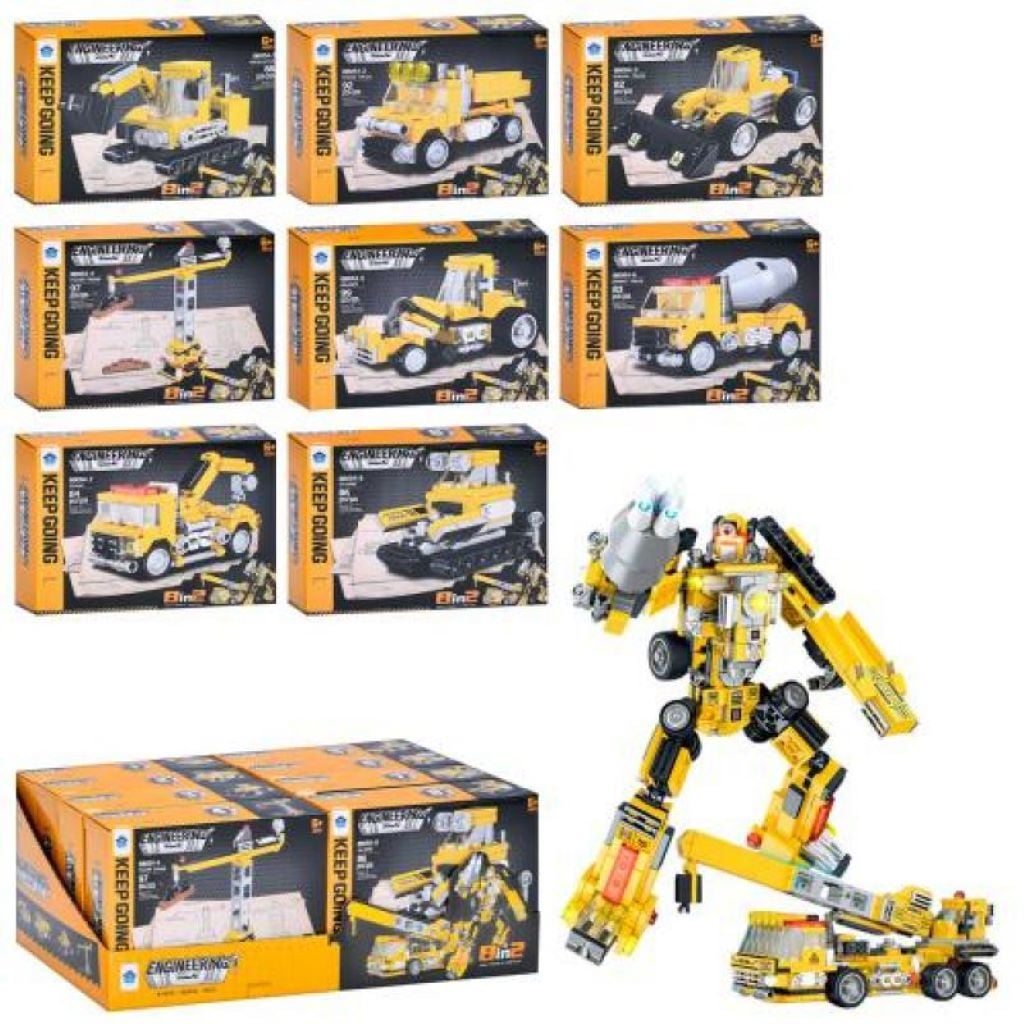 Конструктор типу лего від 83дет Будівельна техніка 8в1 мікс видів у коробці 21,5*12*4,5см BB054 Qman