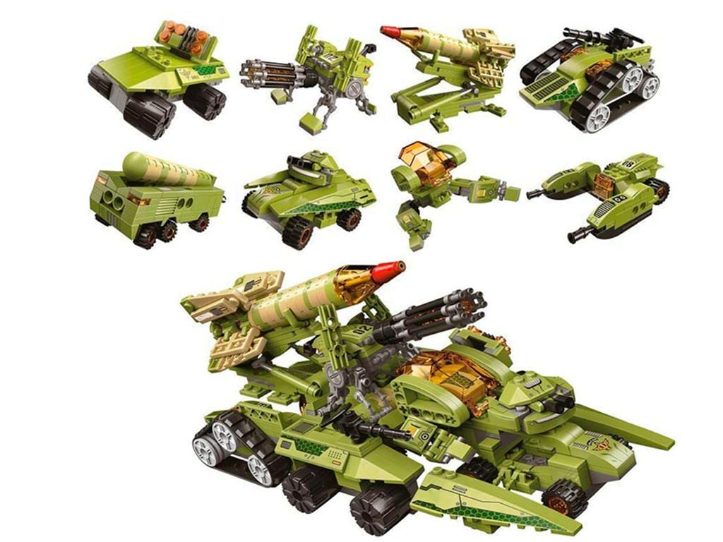 Конструктор типу лего від 58 до 98дет Військовий транспорт у коробці 18*13*4,5см 41103 Qman