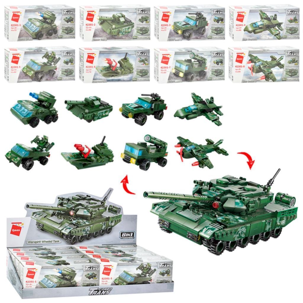 Конструктор типу лего від 73 до 83дет Військова техніка мікс видів у коробці 21*9*4см 42301 Qman