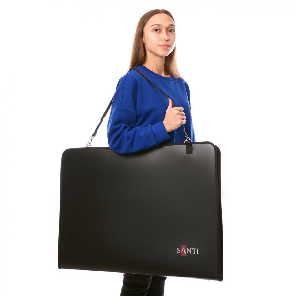 Папка портфель A2 для ескізів з тканинними ручками чорна 492284 Santi