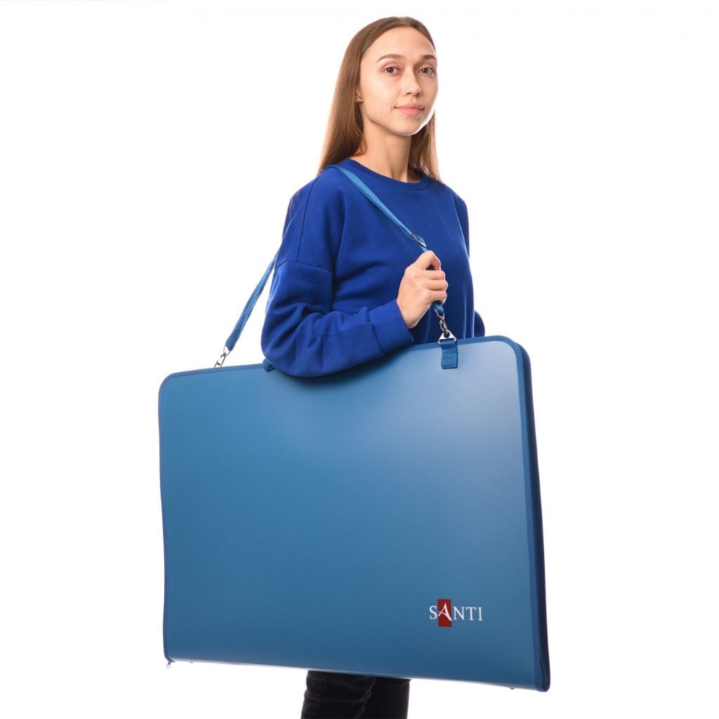 Папка портфель A2 для ескізів з тканинними ручками синя 492285 Santi