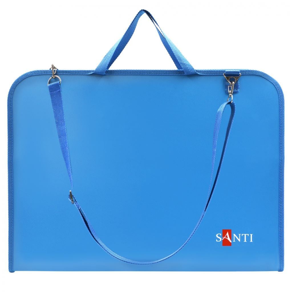Папка портфель A3 для ескізів з тканинними ручками синя 492283 Santi