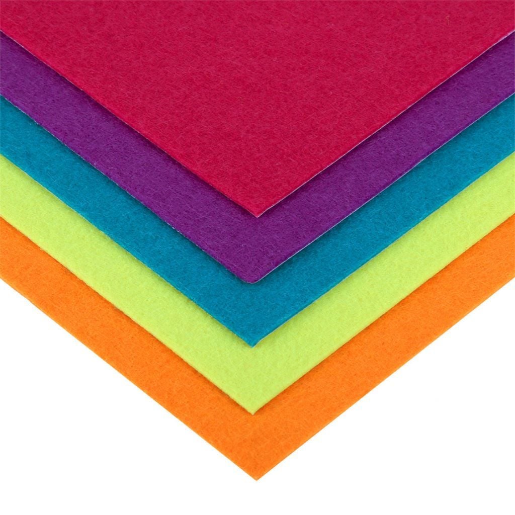 Фетр А4 1,2мм 5шт Яскраві кольори самоклеючі  у пакеті 743256 Santi