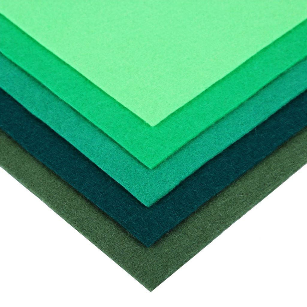 Фетр А4 1,2мм 5шт Відтінки зеленого у пакеті 743251 Santi