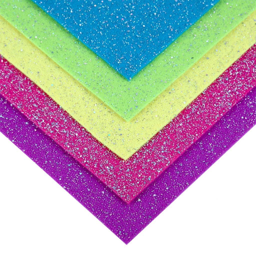 Фетр А4 1,2мм 5шт Яскраві кольори з глітером у пакеті 743260 Santi