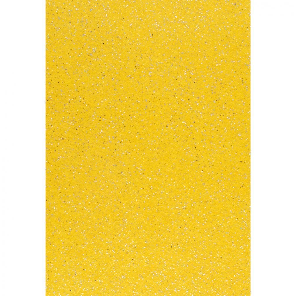 Фетр А4 1,2мм жовтий з глітером м'який по шт 741816 Santi