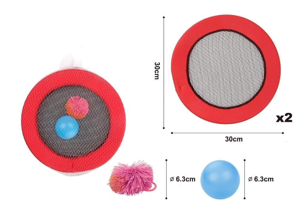 Гра кидалка 2 тарілки з сіткою 30 см  2 мячика у сітці 5044-1 Китай