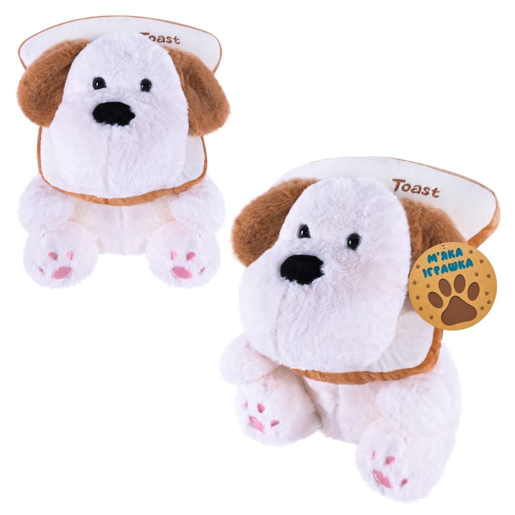 М'яка іграшка Собачка з тостом 24см хутро беж C46609 країна іграшок