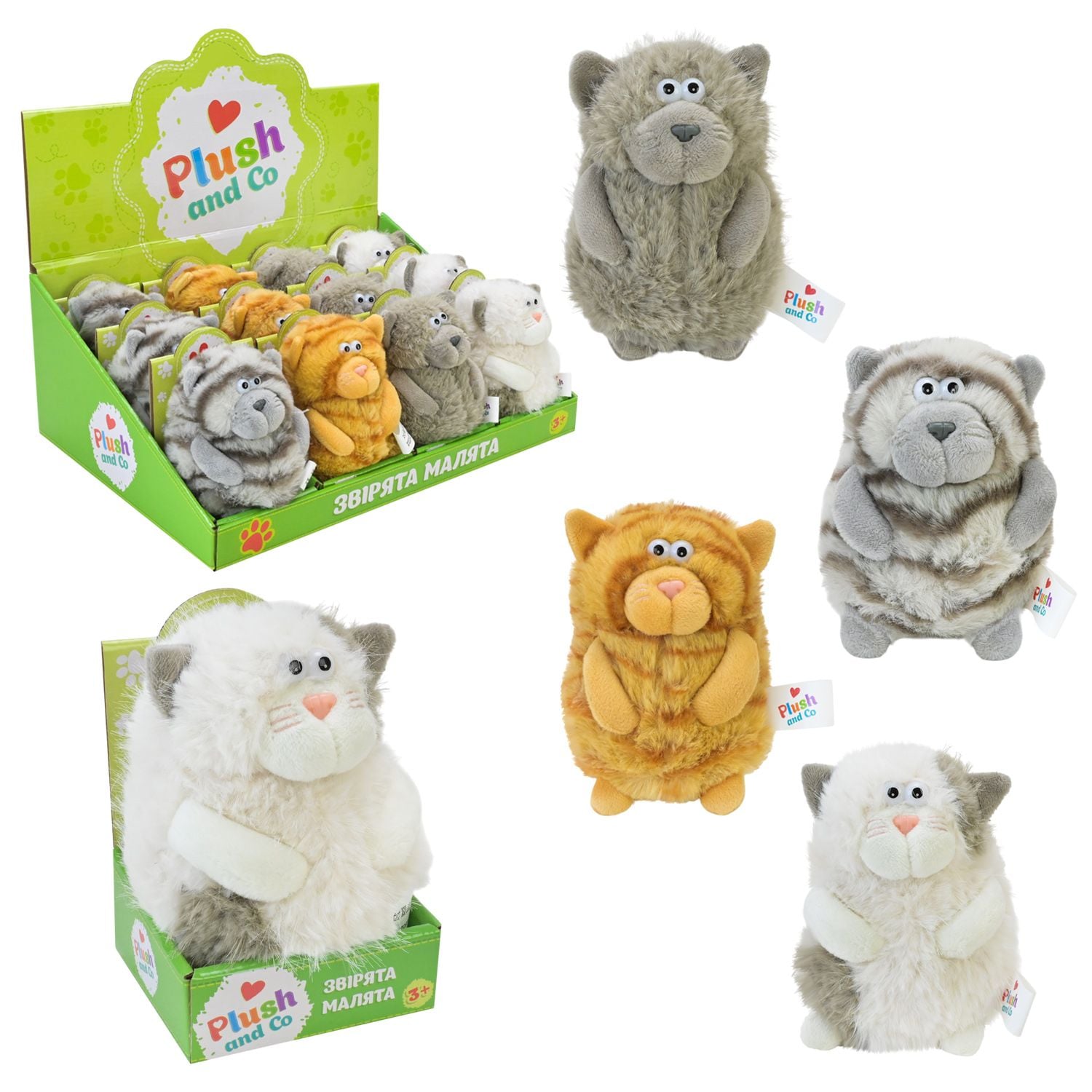М'яка іграшка Кіт12см у коробці мікс видів і кольорів PLC25015 Plush and Co