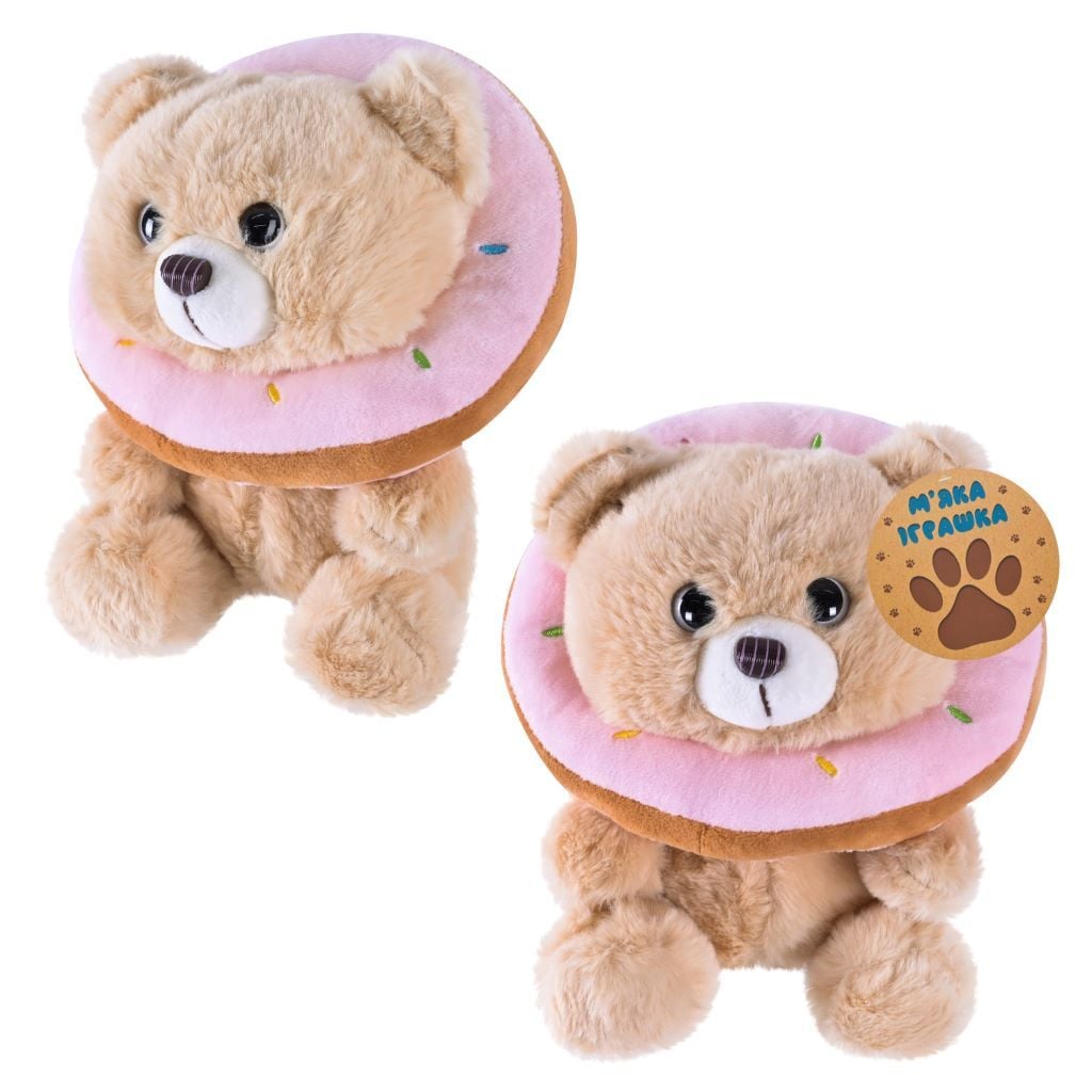 М'яка іграшка Ведмедк 20см з пончиком бежевий C46606 країна іграшок