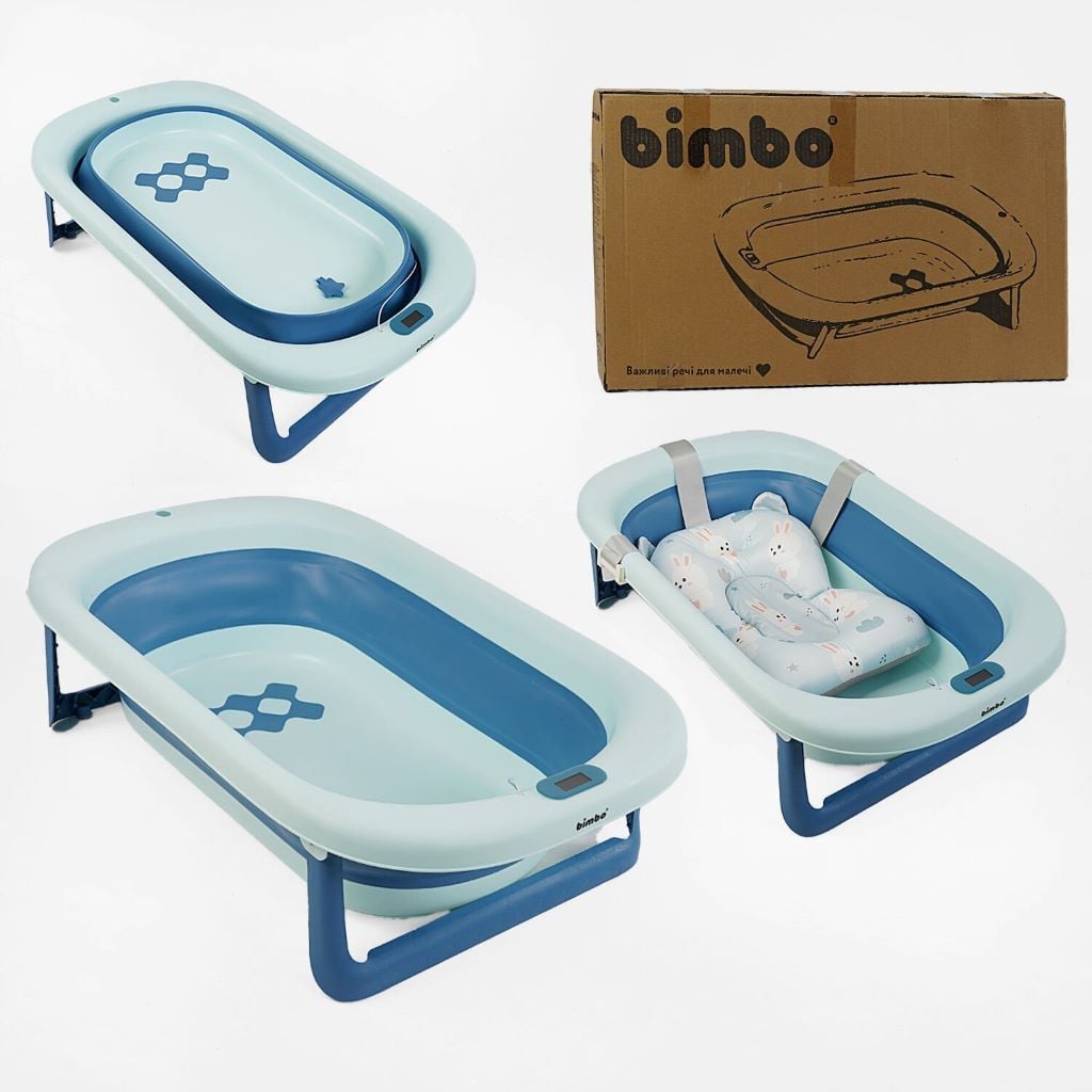 Ванна для купання малюка розкладна 79*47*21смі силікон+ пластик  блакитна BM-40255 Bimbo