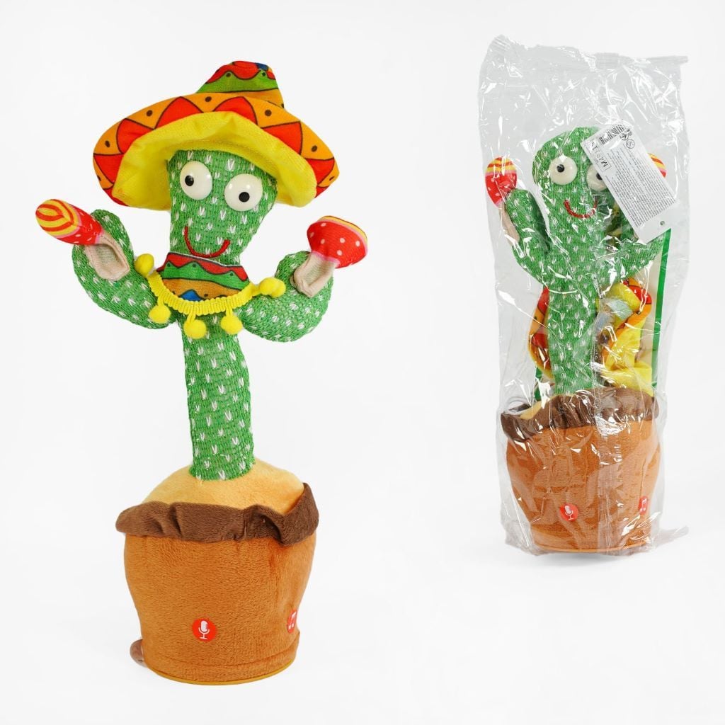 М'яка іграшка Кактус танцуючий 30см акум запис голосу пакет 32*10см M49115 Китай