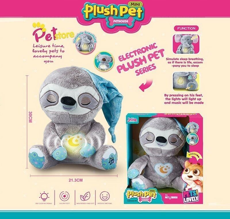 М'яка іграшка Plush Pet Лінівець 30см дихаюча на батарейках хутро у коробці 31*28*17см мікс кольорів MC-1109 Китай