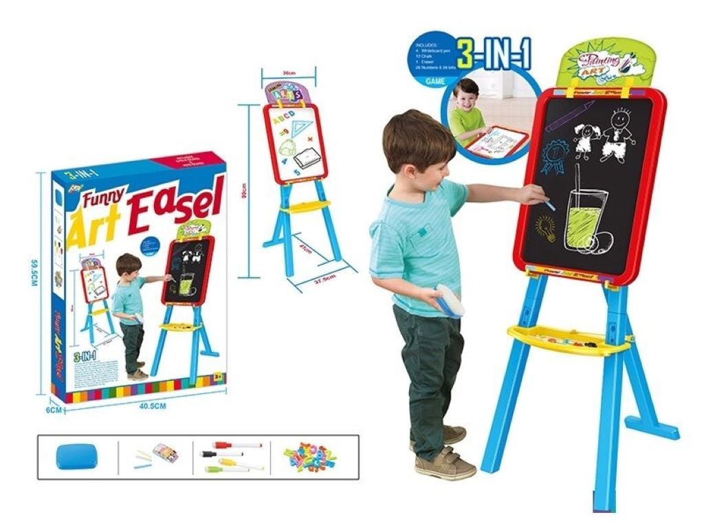 Мольберт 3в1 двухсторонній крейда маркери магніти у коробці 60*40*6см YM826 Funny
