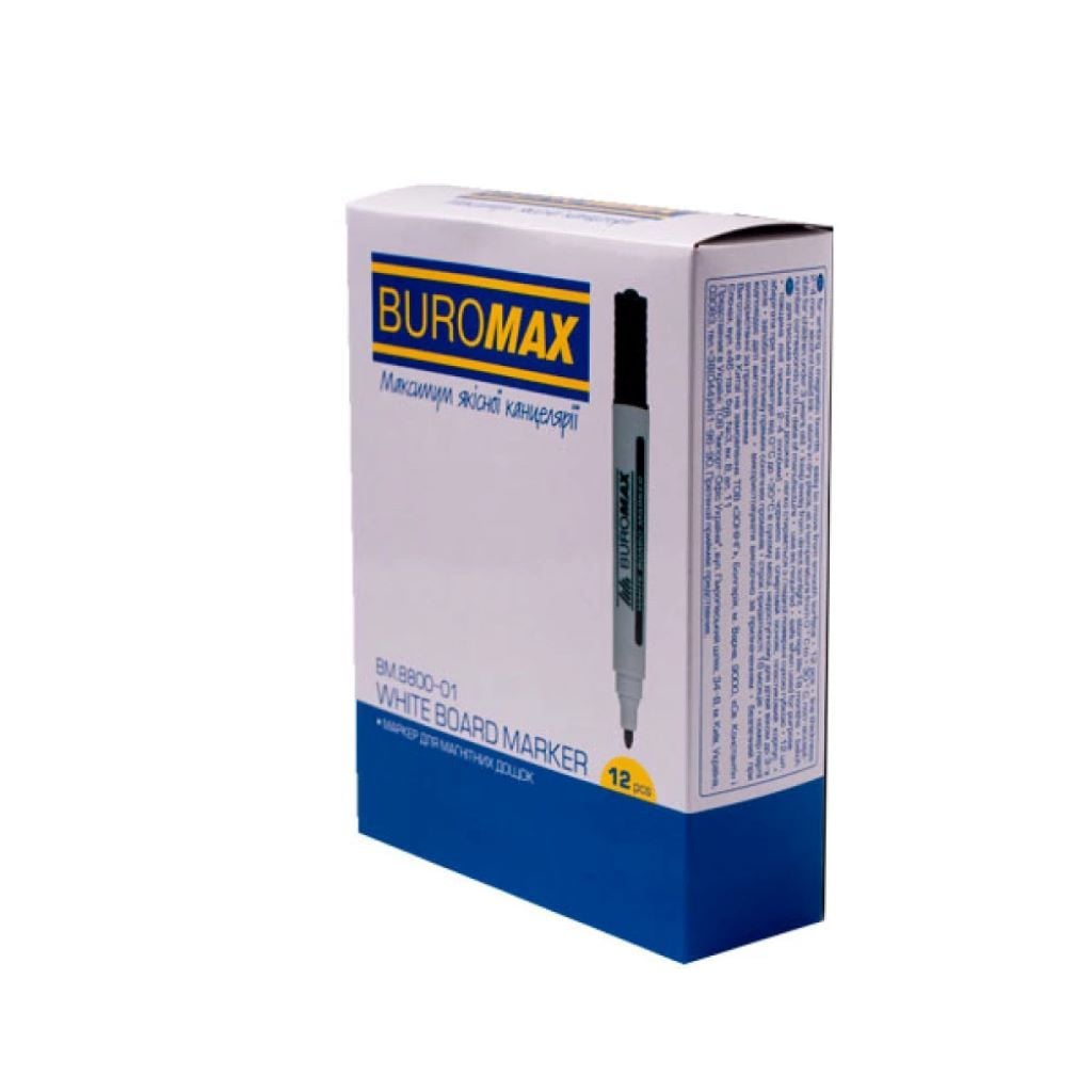 Маркер для дошки на водній основі чорний 8800-01 Buromax