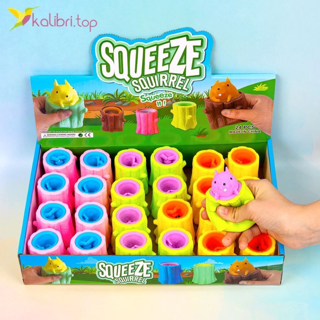 Антистрес Білка в дуплі 6см мікс кольорів 25-35 Китай