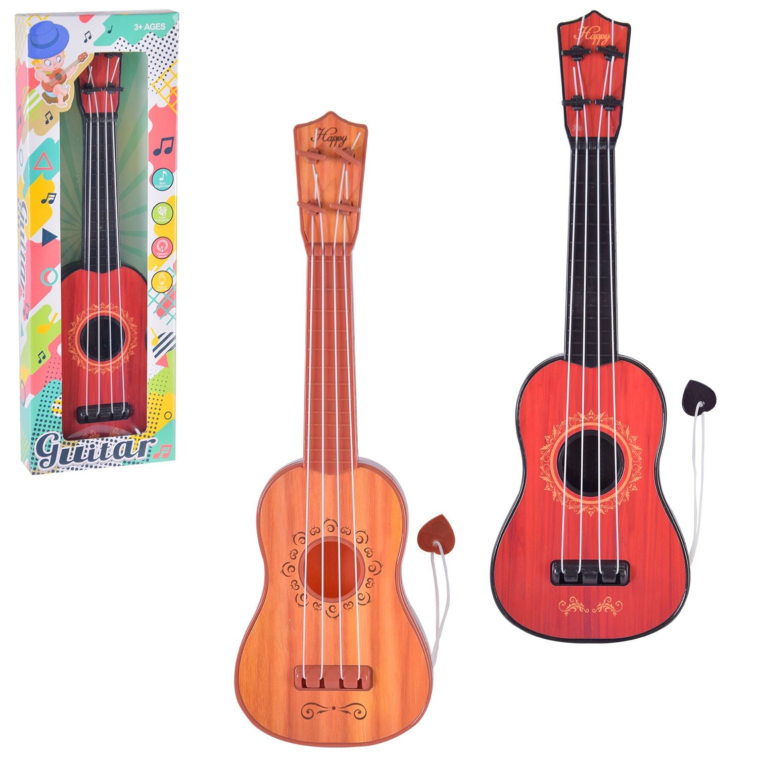 Гітара пластик 29см 2 види з медіатором у коробці 29,5*9,5*3,5см 8195 Китай