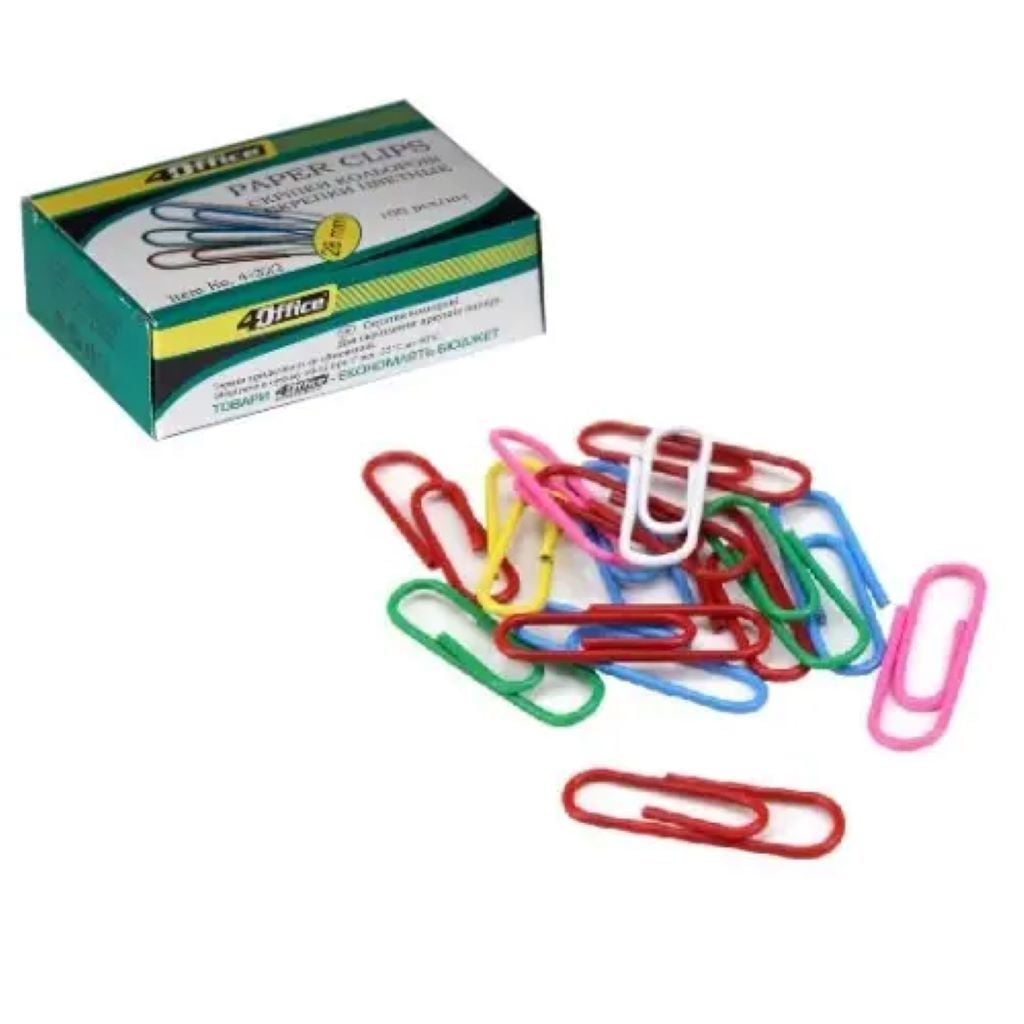 Скріпка канцелярські 28мм овал нікельовані 100шт в коробці 4-333 Office