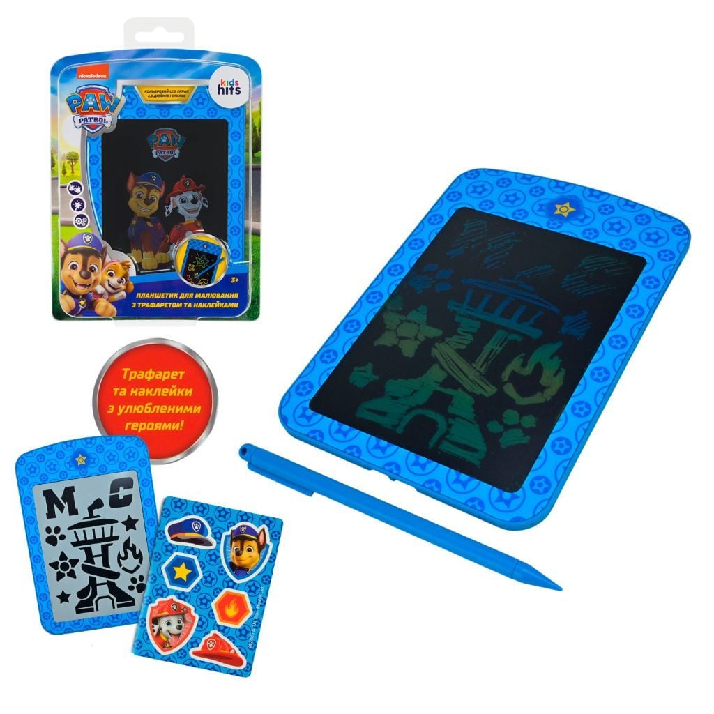 Планшет для малювання Paw Patrol LCD екран 6,5 трафарет наліпки на планшетці 15*22*3см KH74/001L Kids Hits