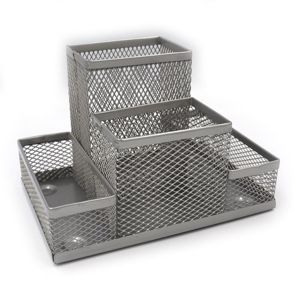 Підставка органайзер 15*10*10 см металева сітка 4 відділи срібло IMG3683S Josefotten