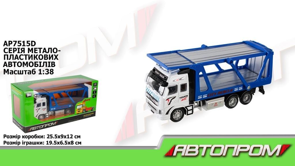 Машина метал Міська техніка Автовоз 1:38 світло звук на батар у коробці 25,5*12*9см AP7515D Автопром