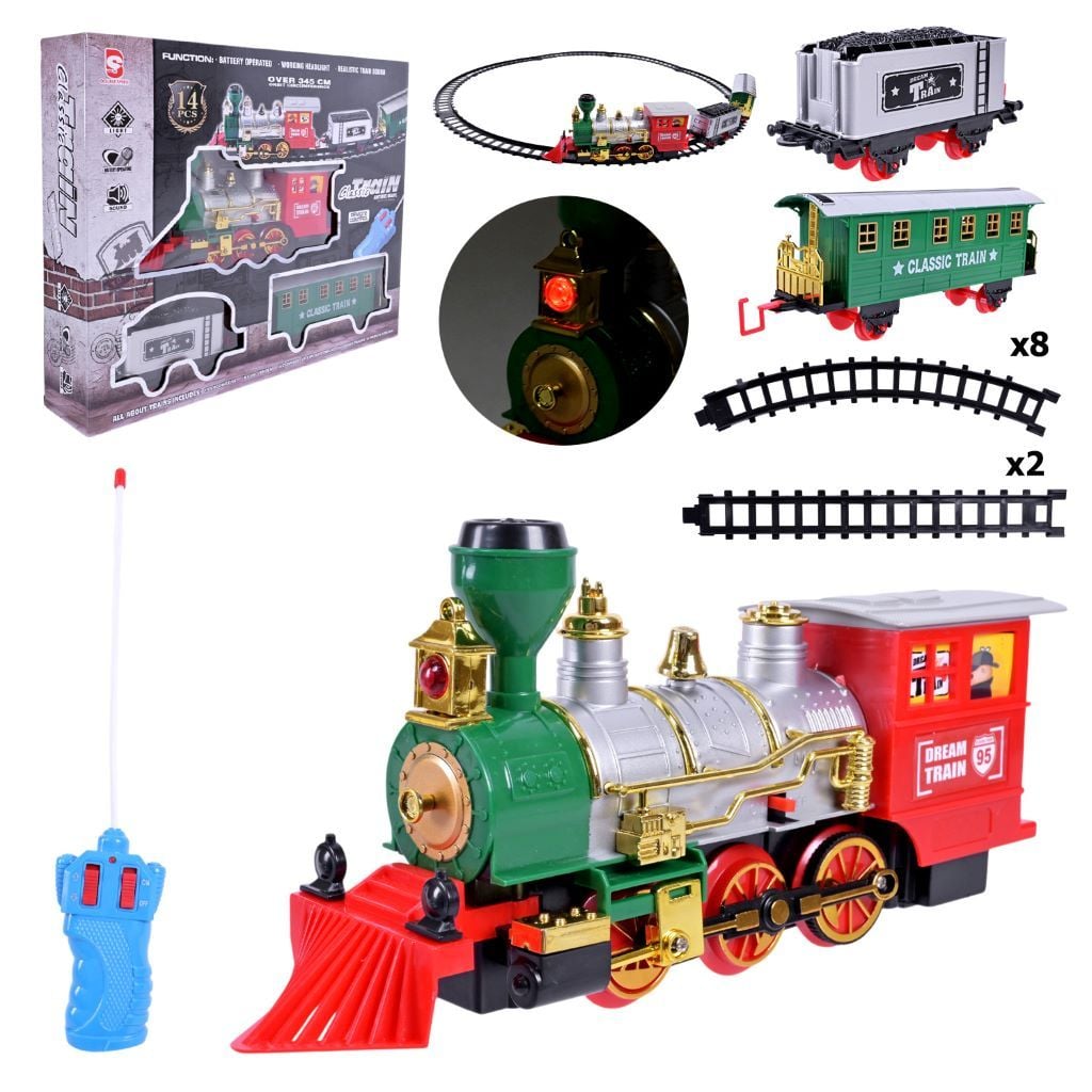 Залізниця на р\к 2 вантажні вагони звук підсвічування пар в коробці 41,5*7,5*33см 8516CM Double Speed