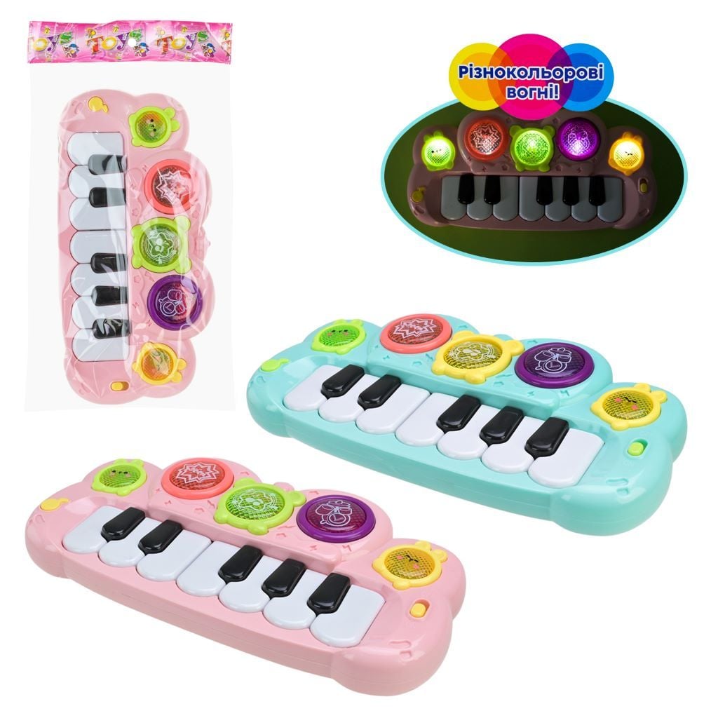 Піаніно пластик 22см звук світло на бат в упаковці 22*11,6*3,6см 887 Китай