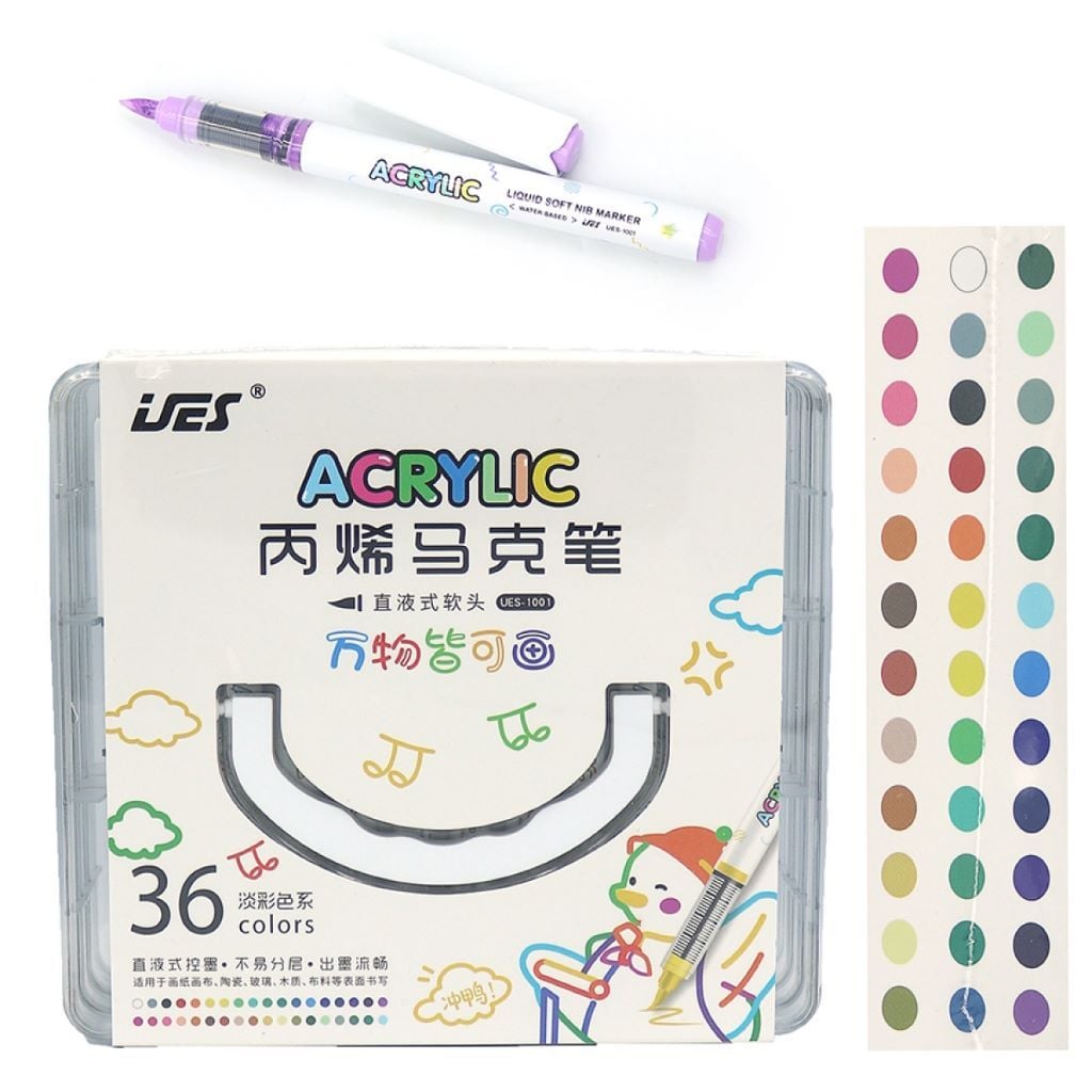 Маркери акрилові набір 36 шт 36 кольорів у пластиковому боксі UES-1001-36 Josefotten