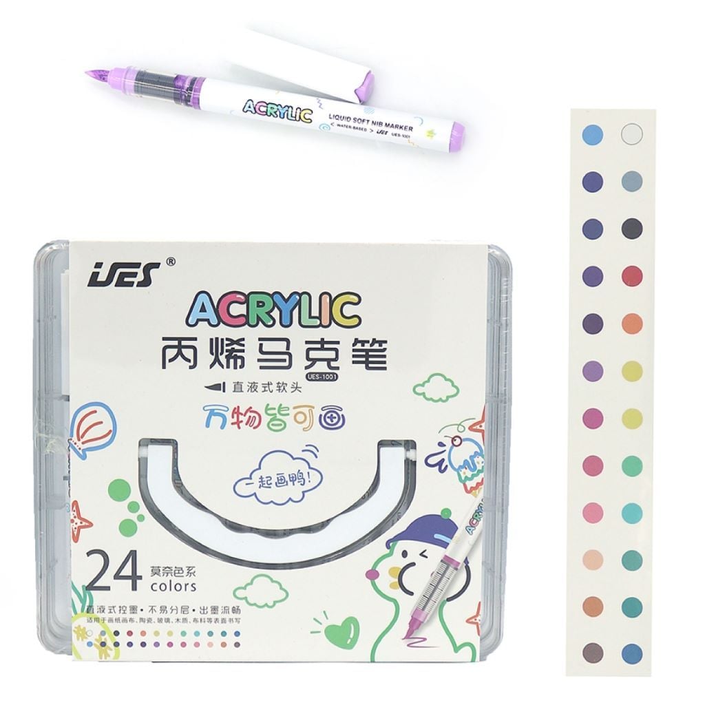 Маркери акрилові набір 24 шт 24 кольорів у пластиковому боксі UES-1001-24 Josefotten