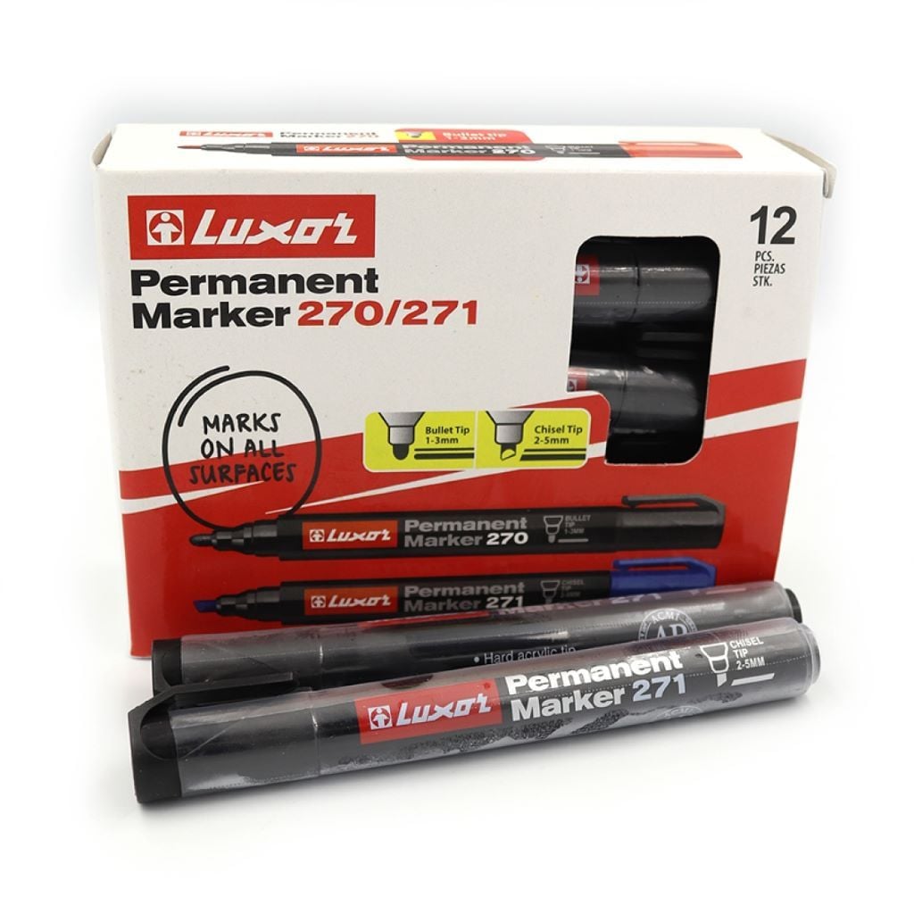 Маркер перманентний скошений 2-5мм чорний 3531 Luxor