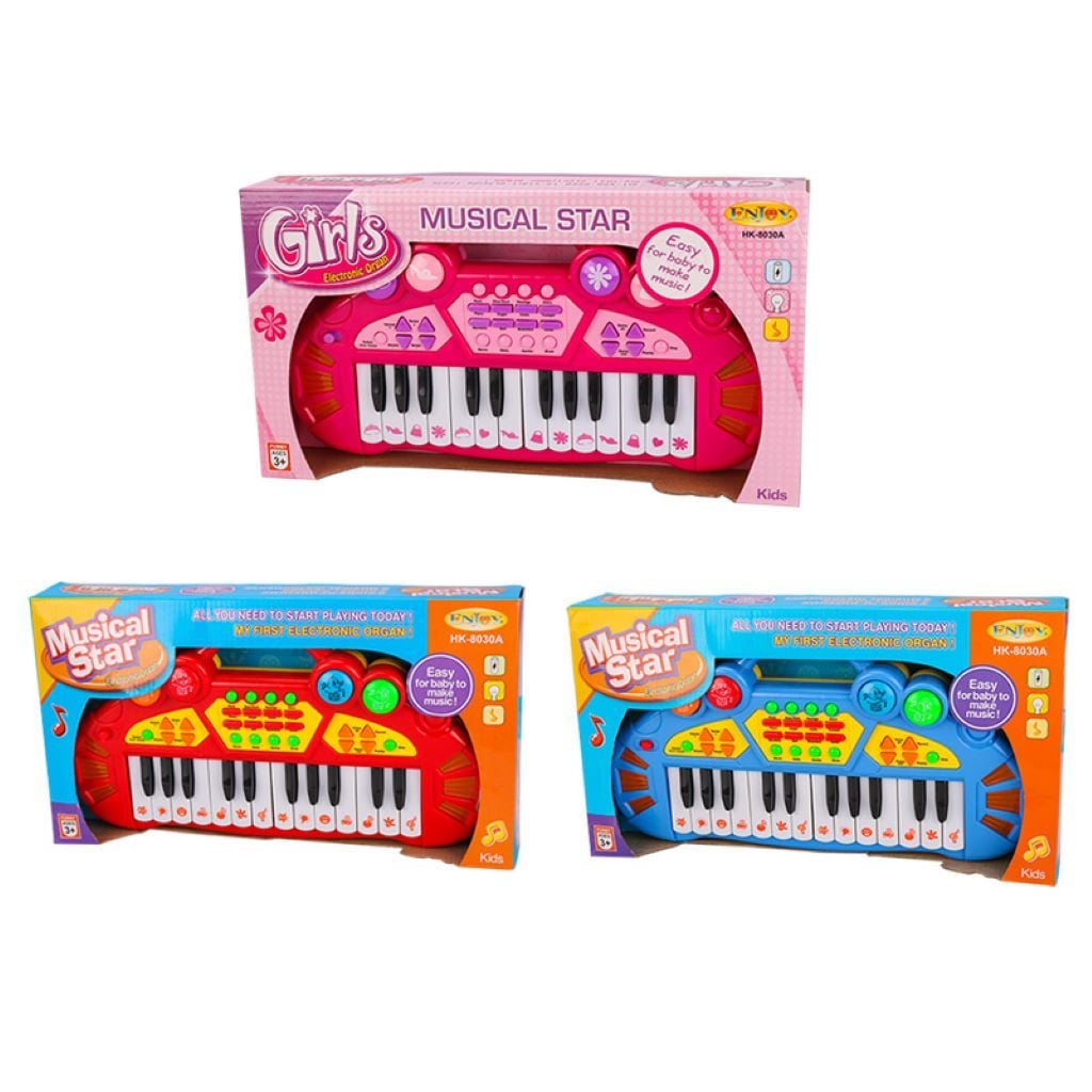 Піаніно пластик 35см звук світло на бат у коробці і 31*12*4см HK-8030A Китай