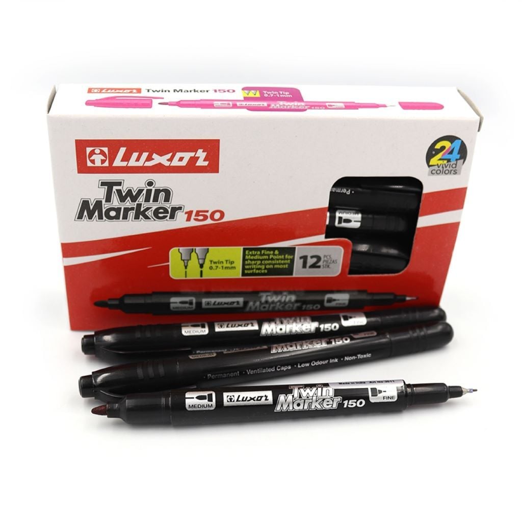 Маркер перманентний двосторонній 0,7-1мм круглий на спиртовій основі чорний 3011 Luxor