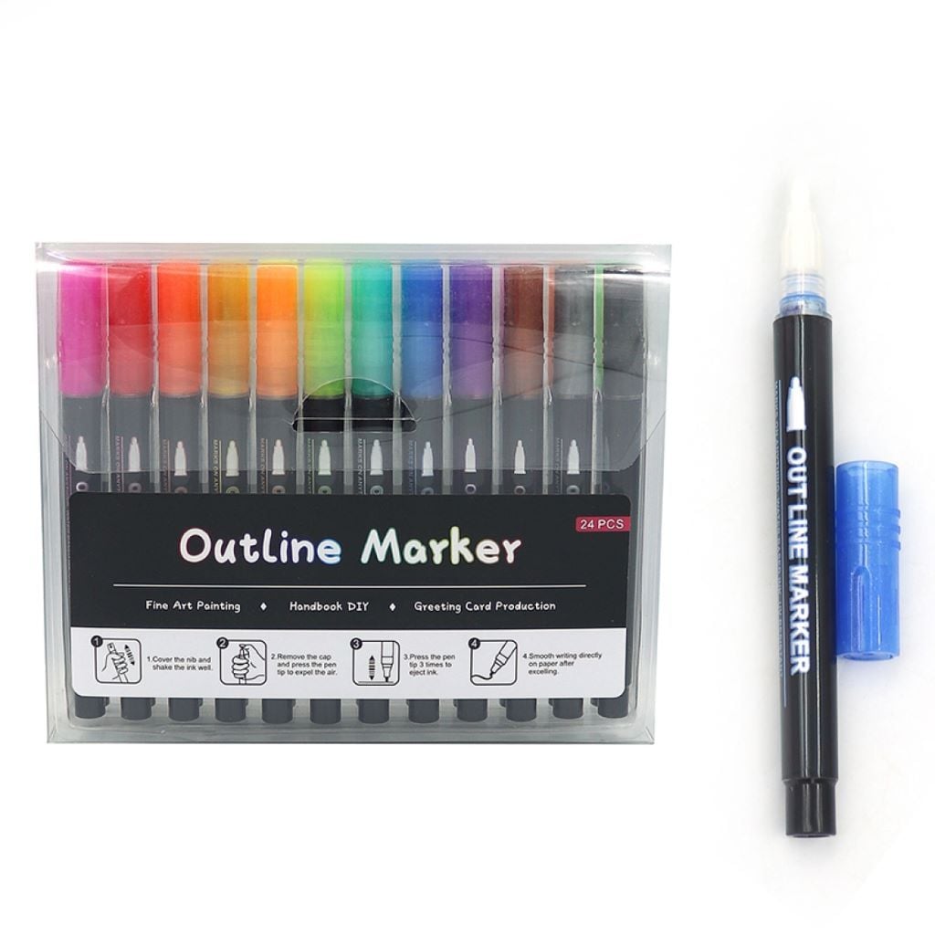 Маркер контуру капсульний набір 24 шт срібло кольоровий контур F-2312-24 Josefotten